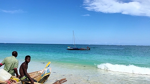 Canoe on the turquoise waters of the Mozambique Channel